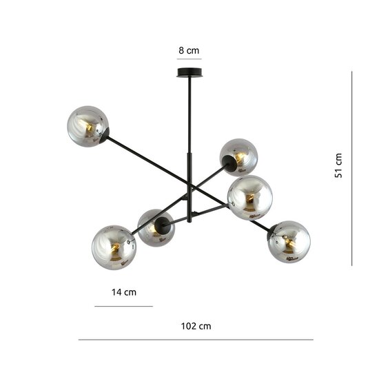 Emibig LINEAR 6 BLACK/GRAFIT - Modern pendant lamp for stylish lighting