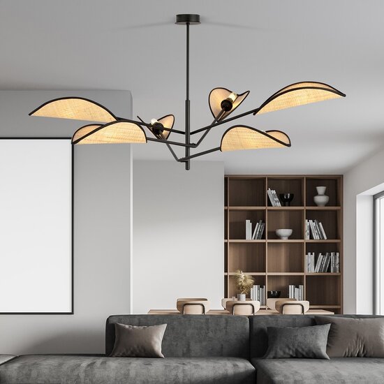 Emibig Emibig VENE 6 BLACK/RATTAN - Lámpara de techo elegante para cualquier espacio