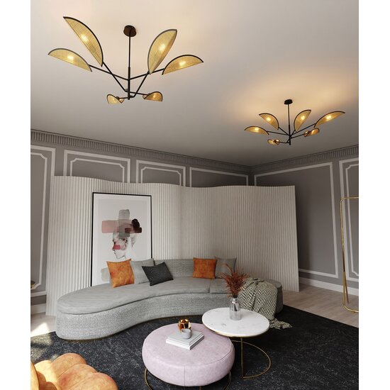 Emibig Emibig VENE 6 BLACK/RATTAN - Lampe de plafond élégante pour tous les espaces
