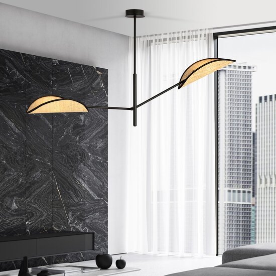 Emibig Emibig VENE 2 BLACK/RATTAN - Lámpara de techo elegante para cualquier espacio