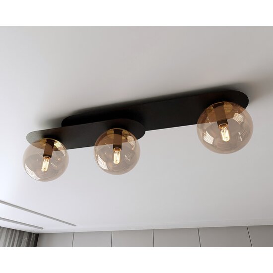 Emibig Emibig PLAZA 3 BLACK/MIODOWY - Moderne plafondlamp voor sfeervolle verlichting