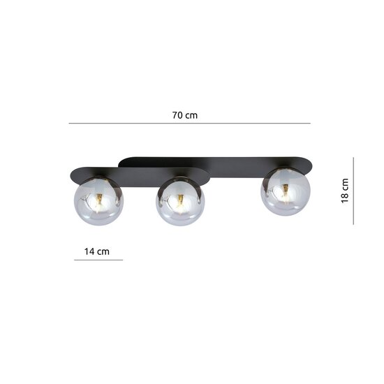 Emibig Emibig PLAZA 3 BLACK/GRAFIT - Moderne plafondlamp voor stijlvol interieur