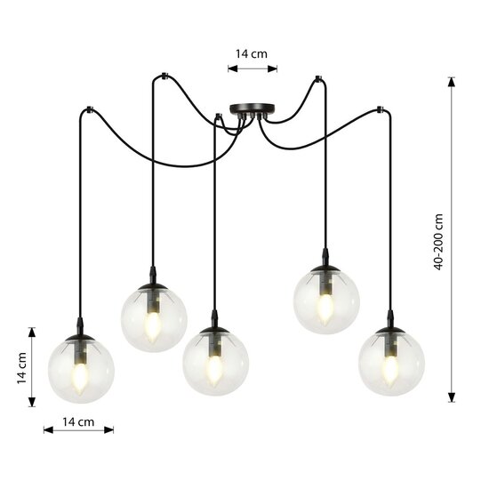 Emibig Emibig GIGI 5 BL TRANSPARENT - Moderne Pendelleuchte für jeden Raum