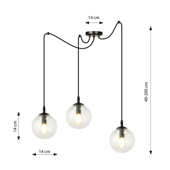 Emibig Emibig GIGI 3 BL TRANSPARENT - Moderne hanglamp voor elke ruimte