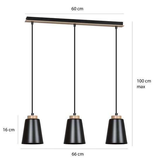 Emibig Emibig BOLERO 3 BLACK - Lampe suspendue scandinave élégante pour tous les intérieurs