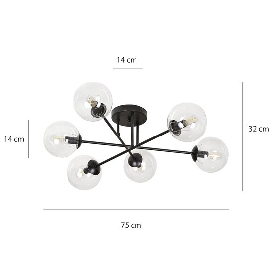Emibig Emibig BRENDI 6B BL TRANSPARENT - Lámpara de techo moderna para cualquier espacio
