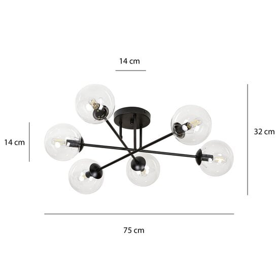 Emibig Emibig BRENDI 6B BL TRANSPARENT - Modern ceiling lamp for any space
