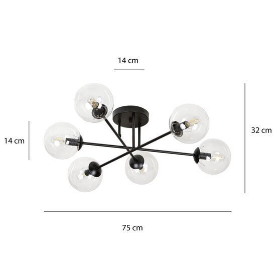 Emibig Emibig BRENDI 6B BL TRANSPARENT - Moderne Deckenlampe für jeden Raum