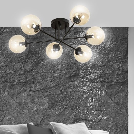 Emibig Emibig BRENDI 6B BL MIODOWY - Moderne plafondlamp voor sfeervolle verlichting