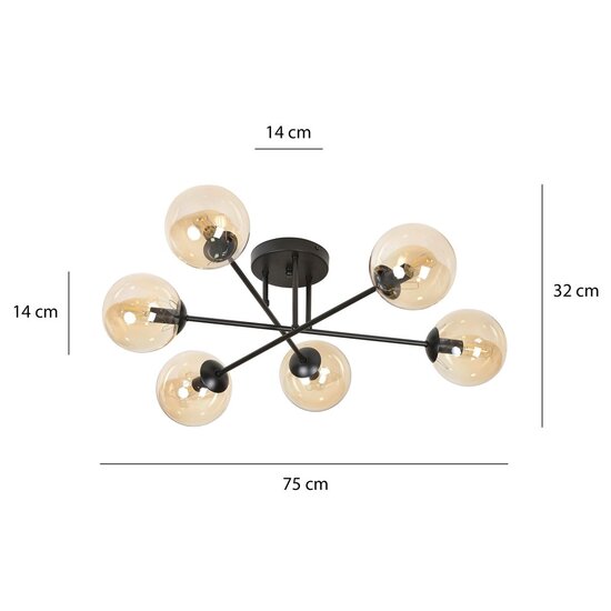 Emibig Emibig BRENDI 6B BL MIODOWY - Modern ceiling lamp for stylish lighting