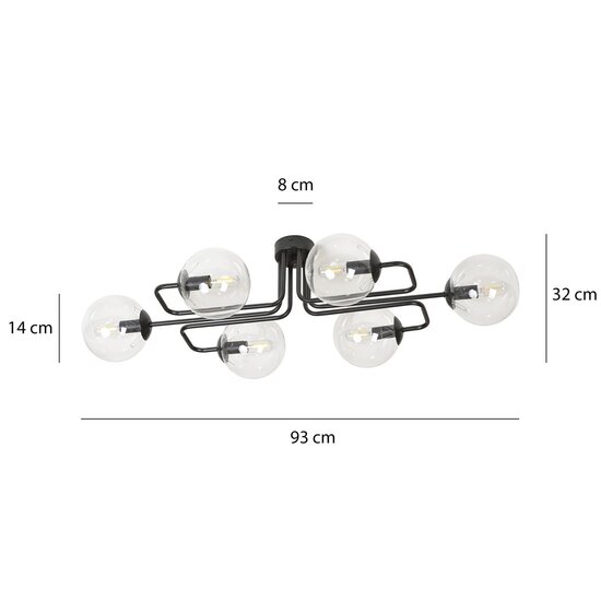 Emibig Emibig BRENDI 6A BL TRANSPARENT - Moderne plafondlamp voor sfeervolle verlichting