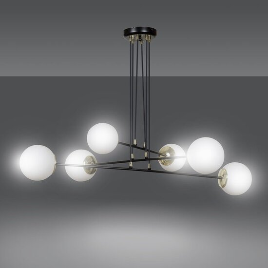 Emibig Emibig OGNIS 6 BLACK - Elegante hanglamp voor een glamoureuze sfeer