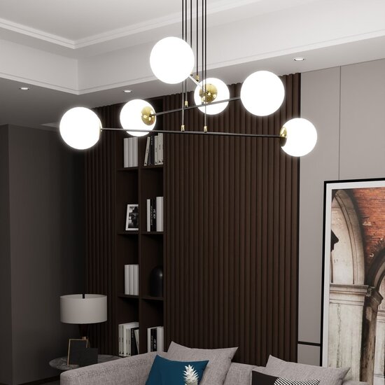 Emibig Emibig OGNIS 6 BLACK - Elegante hanglamp voor een glamoureuze sfeer