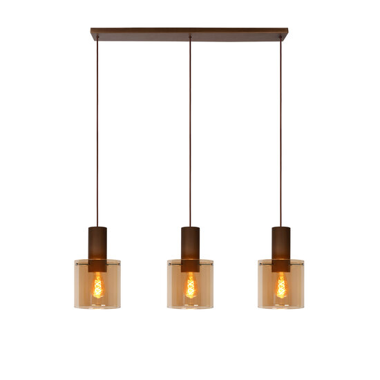 LUCIDE LUCIDE TOLEDO - Lámpara Colgante - Ø 20 cm - 3xE27 - Ámbar - Crea un ambiente cálido en tu hogar