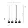 Emibig Emibig Aarhus 4-Lampen-Schwarz und transparentes Glas E14 große Hängelampe 92 cm Breite - Ideal für eine stilvolle Atmosphäre in Ihrem Zuhause