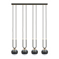 Emibig Emibig Aarhus 4 lampe noire et verre transparent E14 grande suspension 92 cm de largeur - Idéale pour créer une ambiance élégante dans votre maison