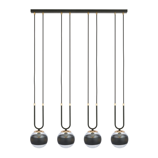 Emibig Emibig Aarhus 4 lamp black and transparent glass E14 large hanging lamp 92 cm width - Ideal for creating a stylish ambiance in your home
