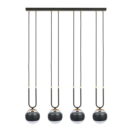 Emibig Emibig Aarhus 4 lamp black and transparent glass E14 large hanging lamp 92 cm width - Ideal for creating a stylish ambiance in your home