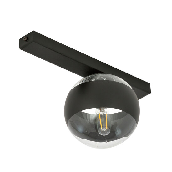 Emibig Emibig Aalborg zwarte plafondlamp met transparant gestreepte bol E14 - Perfect voor sfeervolle verlichting in elke ruimte