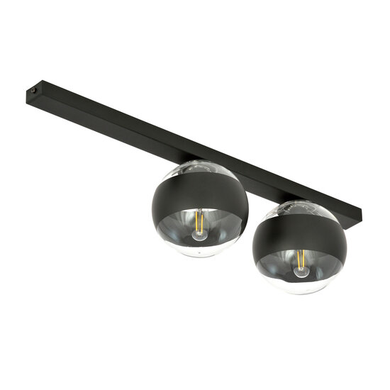 Emibig Emibig Lámpara de techo negra mediana Aalborg con 2 bombillas rayadas E14 - Iluminación perfecta para cualquier espacio