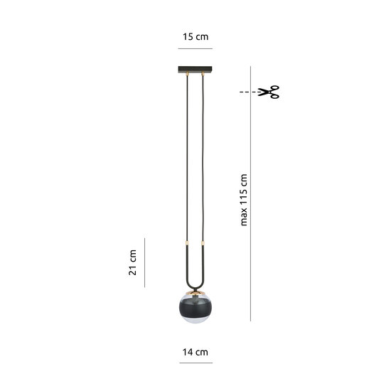 Emibig Emibig Aarhus 1 lamp black with striped glass E14 hanging lamp 15 cm diameter - Ideal for creating a cozy atmosphere