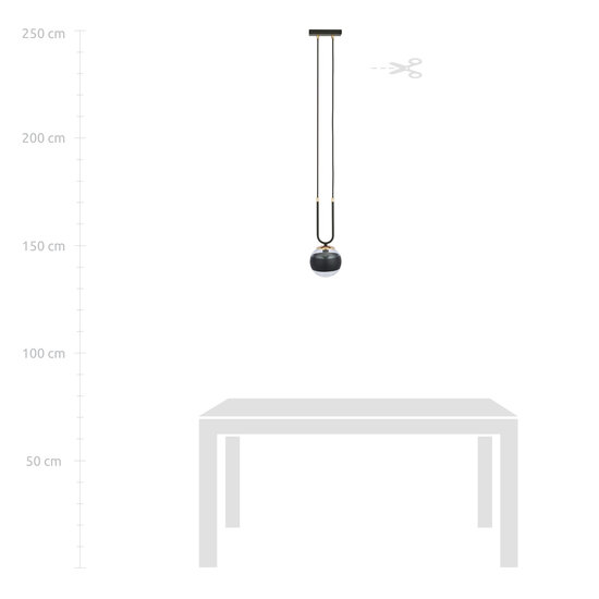 Emibig Emibig Aarhus 1 lamp black with striped glass E14 hanging lamp 15 cm diameter - Ideal for creating a cozy atmosphere