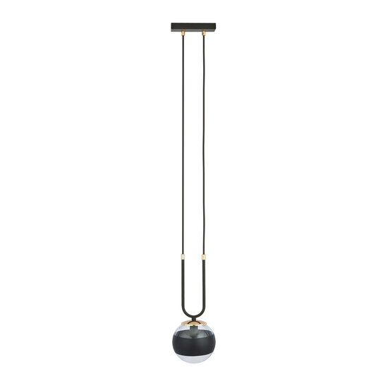 Emibig Emibig Aarhus 1 lamp black with striped glass E14 hanging lamp 15 cm diameter - Ideal for creating a cozy atmosphere