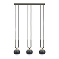 Emibig Emibig Aarhus 3 lamp black with striped glass E14 long hanging lamp 70 cm width - Ideal lighting for any space