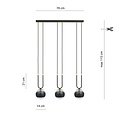 Emibig Emibig Aarhus 3 lamp zwart met gestreept glas E14 lange hanglamp 70 cm breedte - Perfecte verlichting voor elke ruimte