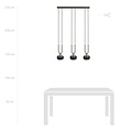 Emibig Emibig Aarhus 3 lamp black with striped glass E14 long hanging lamp 70 cm width - Ideal lighting for any space