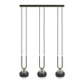 Emibig Emibig Aarhus 3 lamp zwart met gestreept glas E14 lange hanglamp 70 cm breedte - Perfecte verlichting voor elke ruimte