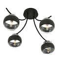 Emibig Emibig Lampe de plafond en verre rayé Copenhague noire avec 4 boules en verre - Éclairage idéal pour chaque espace