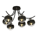 Emibig Emibig Copenhagen black 6 lamp ceiling lamp with striped bulbs glass E14 - Ideal lighting for any bedroom