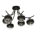 Emibig Emibig Lámpara de techo negra de 6 luces Copenhague con bombillas de vidrio a rayas E14 - Iluminación ideal para cualquier dormitorio