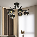 Emibig Emibig Kopenhagen zwarte 6 lamps plafonniere met gestreepte bollen glas E14 - Perfecte verlichting voor elke slaapkamer