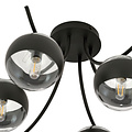 Emibig Emibig Kopenhagen zwarte 6 lamps plafonniere met gestreepte bollen glas E14 - Perfecte verlichting voor elke slaapkamer