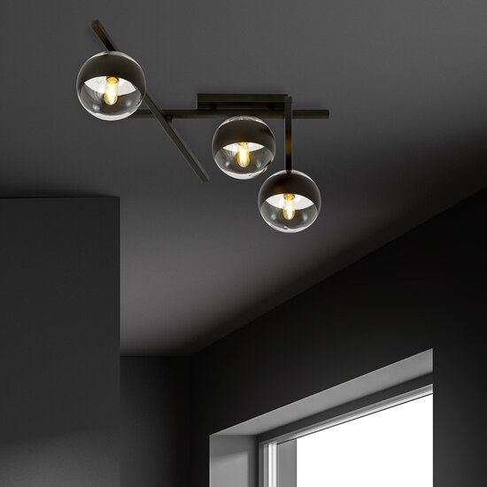 Emibig Emibig Beautiful glass and metal ceiling lamp with 3 striped bulbs - Perfect lighting for any space