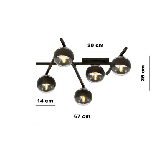 Emibig Emibig Beautiful ceiling lamp with 5 striped bulbs E14 - Perfect for stylish lighting