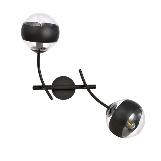Emibig Emibig Applique murale noire avec bras courbés et boules en verre rayées E14 - Idéale pour une ambiance chaleureuse dans n'importe quelle pièce