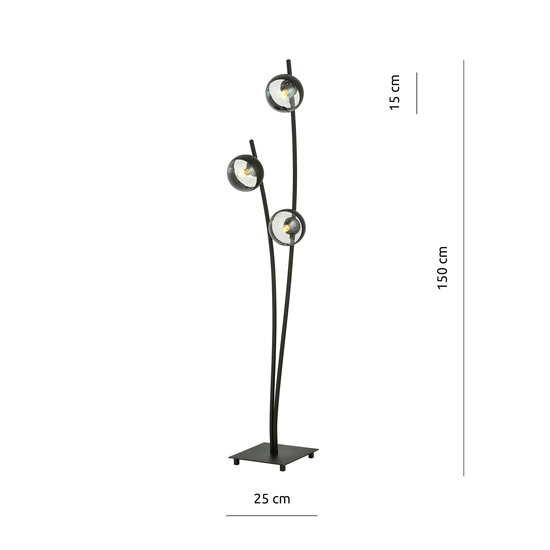 Emibig Emibig Lampe sur pied noire avec bras ondulants et ampoules à rayures E14 - Créez une ambiance chaleureuse dans votre intérieur