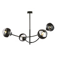 Emibig Emibig Zwarte hangende lamp met 4 gebogen armen en gestreepte bollen E14 - Perfect voor een stijlvolle verlichting in uw interieur