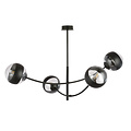 Emibig Emibig Lámpara colgante negra con 4 brazos curvados y bombillas a rayas E14 - Ideal para una iluminación elegante en su hogar