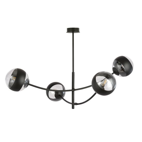 Emibig Emibig Schwarze Hängelampe mit 4 gebogenen Armen und gestreiften Glühbirnen E14 - Ideal für stilvolle Beleuchtung in Ihrem Zuhause