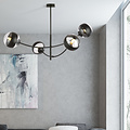 Emibig Emibig Lámpara colgante negra con 4 brazos curvados y bombillas a rayas E14 - Ideal para una iluminación elegante en su hogar