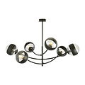 Emibig Emibig Pendelende verlichting met 6 gebogen armen zwart en gestreepte bollen E14 - Creëer een sfeervolle ambiance in uw ruimte