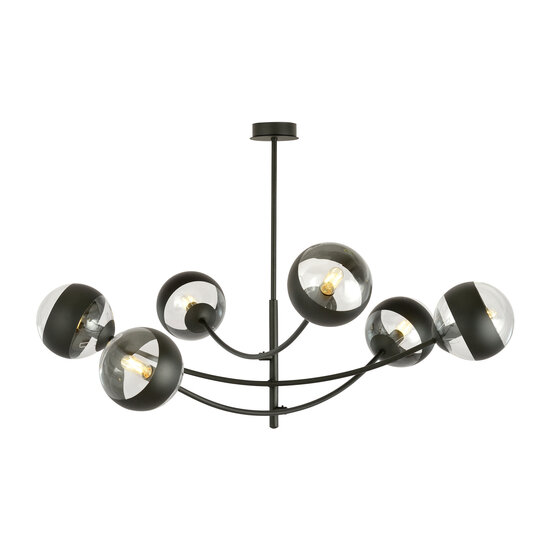 Emibig Emibig Pendulum lighting with 6 curved arms black and striped bulbs E14 - Create a cozy atmosphere in your space