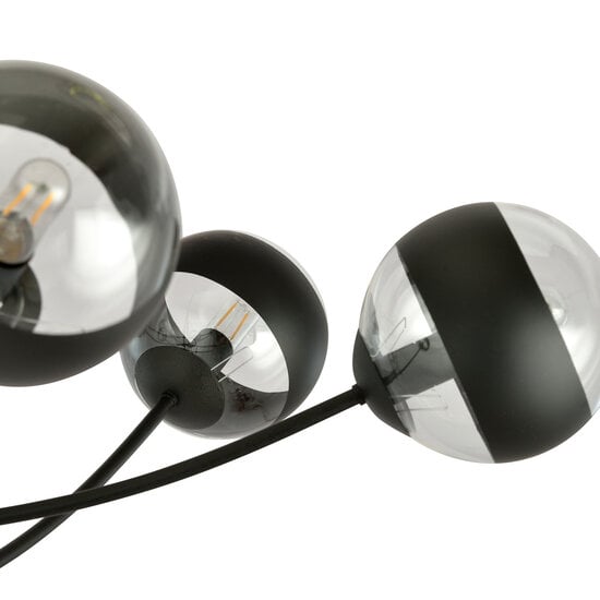 Emibig Emibig Pendulum lighting with 6 curved arms black and striped bulbs E14 - Create a cozy atmosphere in your space