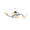 Emibig Emibig Plafonnier 4 lampes noir avec connecteurs E27 argentés - Parfait pour toutes les pièces