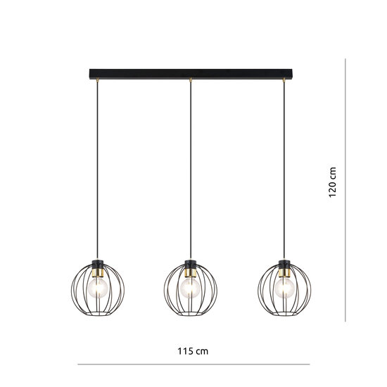 Emibig Emibig Hanging lamp with 3 black balls metal E27 - Create a cozy atmosphere in your home