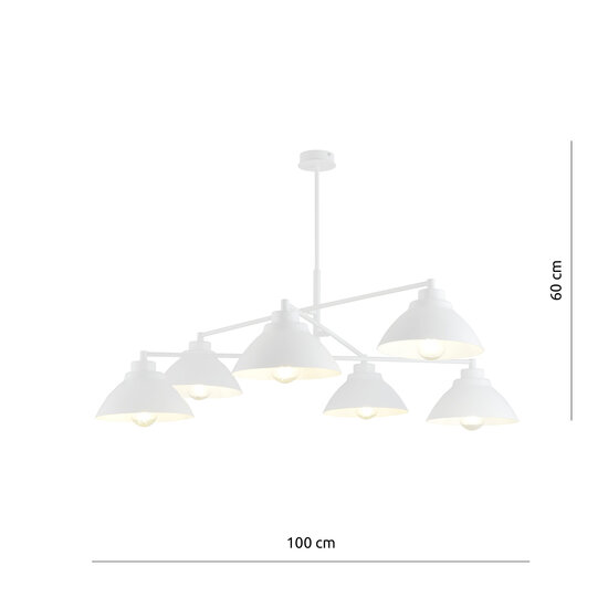 Emibig Emibig Weiße Design-Hängelampe mit 6 x E27-Kegelschirmen - Perfekte Beleuchtung für jeden Raum